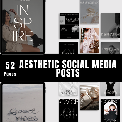 52 Page - Aesthetic Social Media Posts + MRR