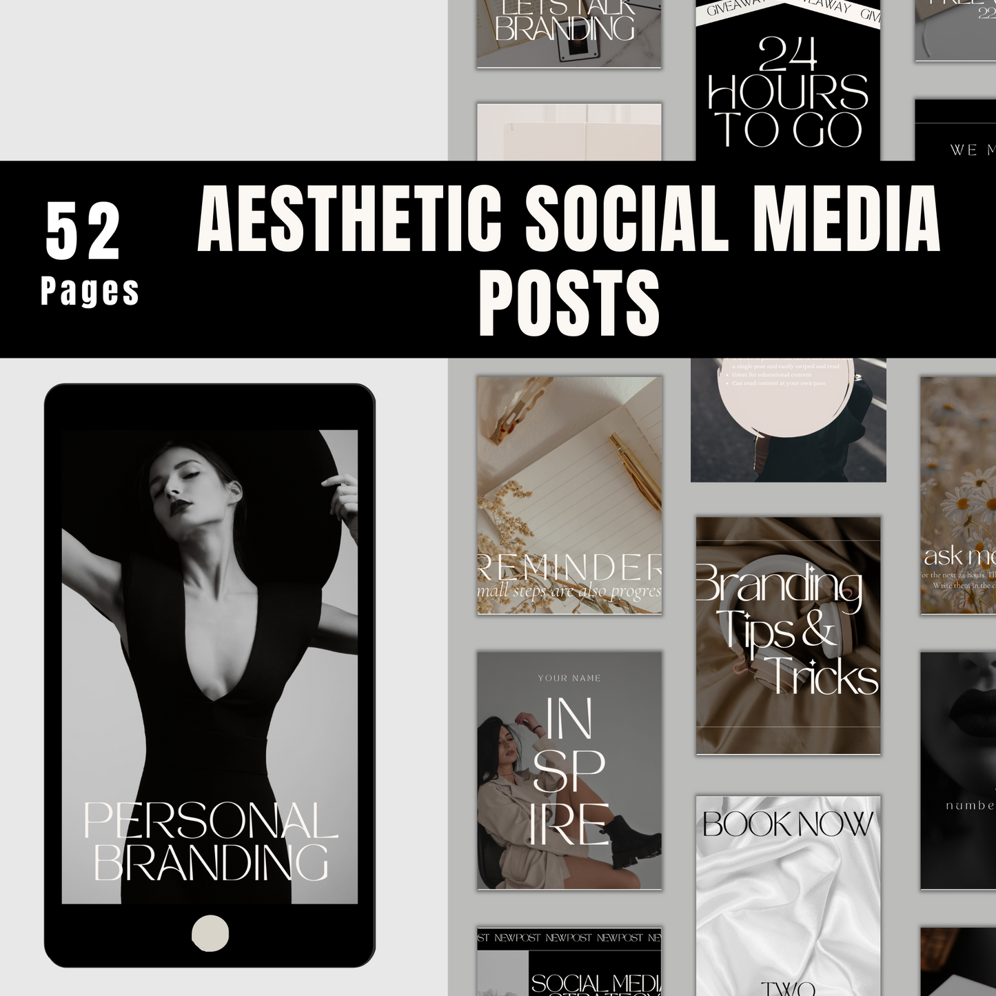 52 Page - Aesthetic Social Media Posts + MRR